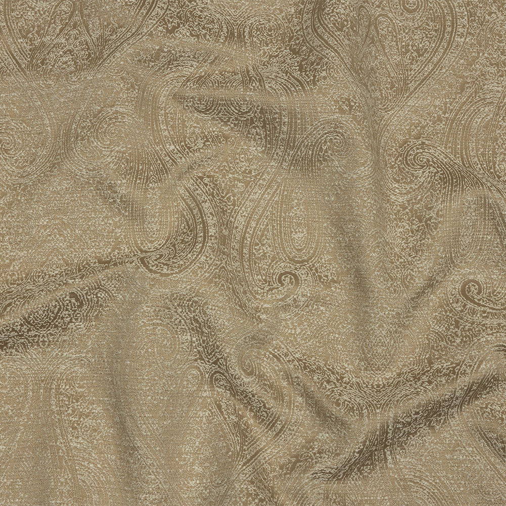 Cotton and Recycled Polyester Drapery Jacquard - Caramel Delicate Paisley - British Imported Cotton and Recycled Polyester Drapery Jacquard - Caramel Delicate Paisley - British Imported