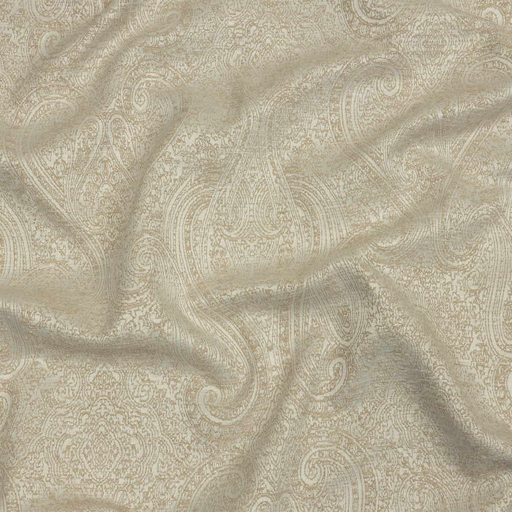 Cotton and Recycled Polyester Drapery Jacquard - Champagne Delicate Paisley - British Imported Cotton and Recycled Polyester Drapery Jacquard - Champagne Delicate Paisley - British Imported