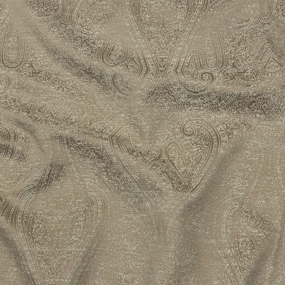 Cotton and Recycled Polyester Drapery Jacquard - Latte Delicate Paisley - British Imported Cotton and Recycled Polyester Drapery Jacquard - Latte Delicate Paisley - British Imported