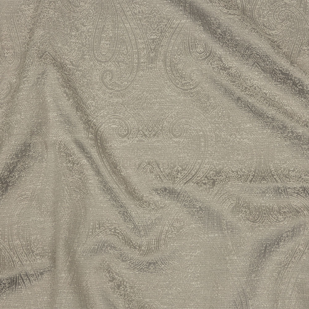 Cotton and Recycled Polyester Drapery Jacquard - Silver Delicate Paisley - British Imported Cotton and Recycled Polyester Drapery Jacquard - Silver Delicate Paisley - British Imported