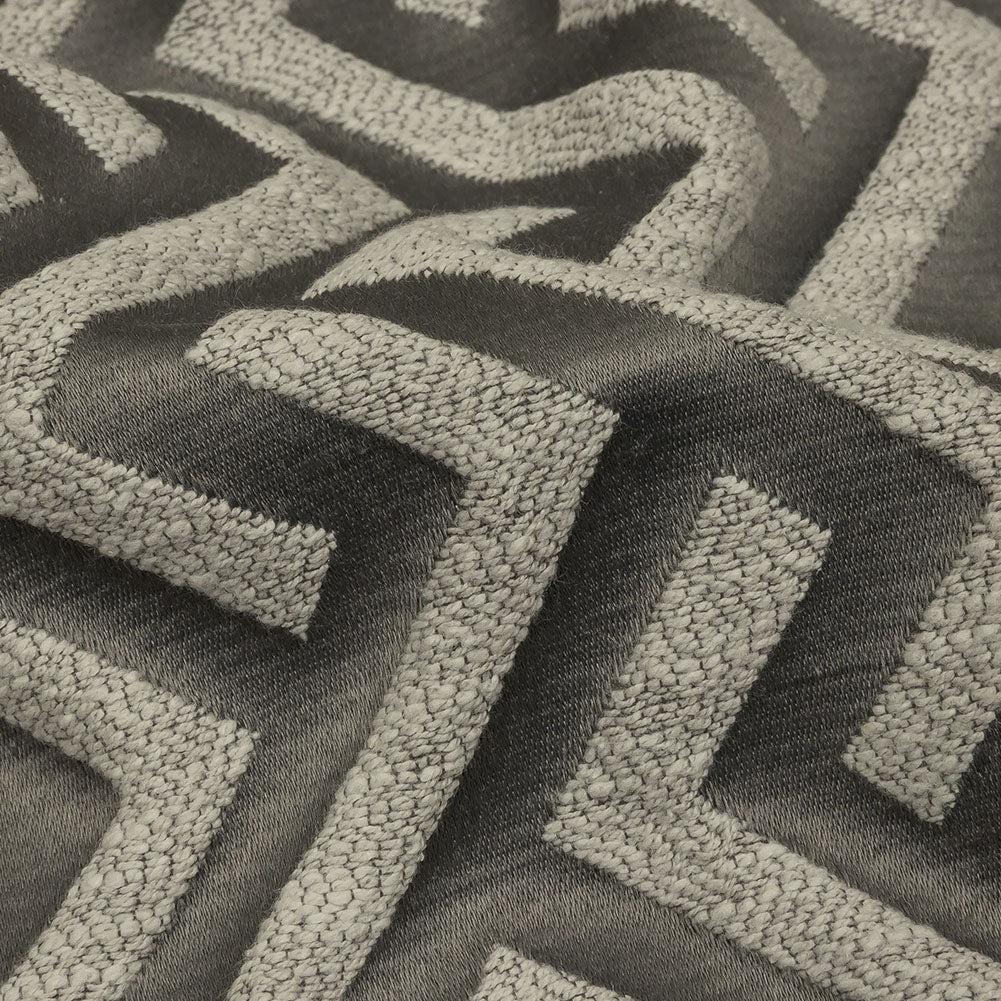 Cotton and Recycled Polyester Drapery Jacquard - Graphite Broken Chevrons - British Imported Detail Cotton and Recycled Polyester Drapery Jacquard - Graphite Broken Chevrons - British Imported Detail