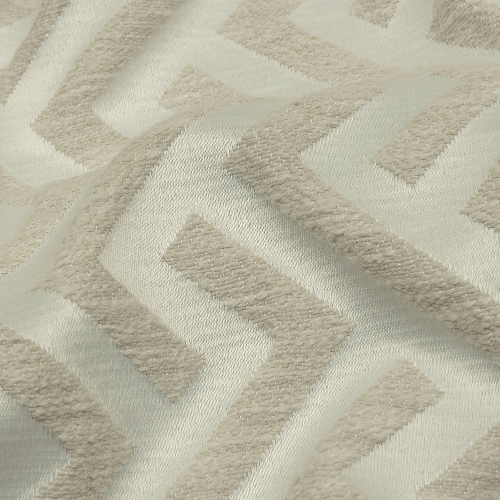 Cotton and Recycled Polyester Drapery Jacquard - Ivory Broken Chevrons - British Imported Detail Cotton and Recycled Polyester Drapery Jacquard - Ivory Broken Chevrons - British Imported Detail