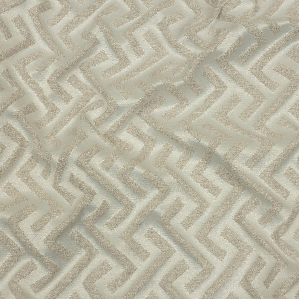 Cotton and Recycled Polyester Drapery Jacquard - Ivory Broken Chevrons - British Imported Cotton and Recycled Polyester Drapery Jacquard - Ivory Broken Chevrons - British Imported