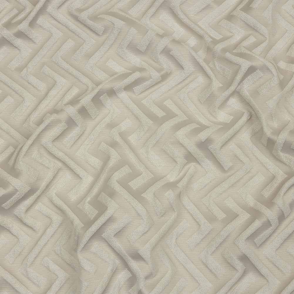 Cotton and Recycled Polyester Drapery Jacquard - Pearl Broken Chevrons - British Imported Cotton and Recycled Polyester Drapery Jacquard - Pearl Broken Chevrons - British Imported