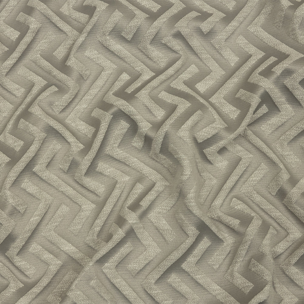 Cotton and Recycled Polyester Drapery Jacquard - Silver Broken Chevrons - British Imported Cotton and Recycled Polyester Drapery Jacquard - Silver Broken Chevrons - British Imported