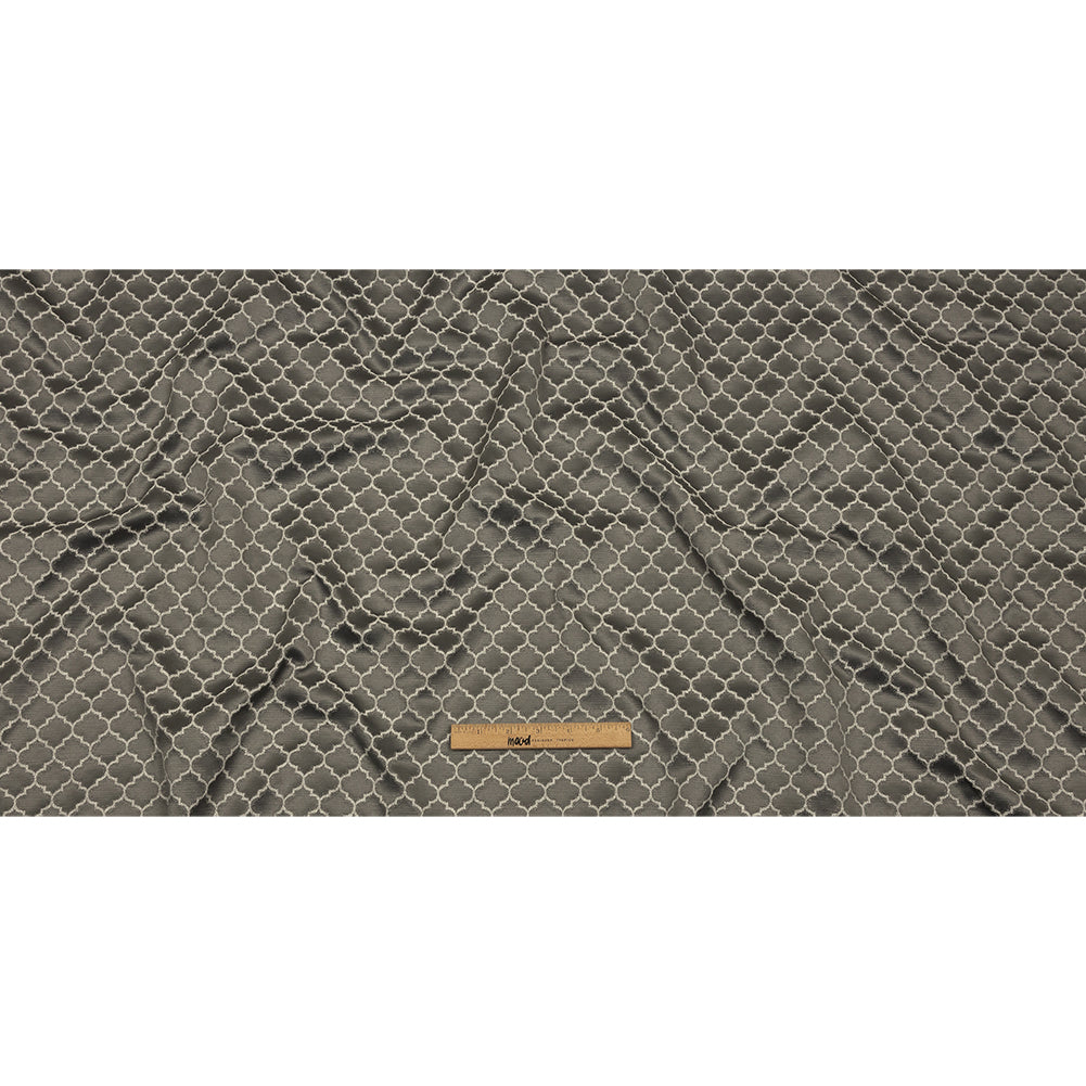 Cotton and Recycled Polyester Drapery Jacquard - Graphite Fancy Little Ogees - British Imported Full Cotton and Recycled Polyester Drapery Jacquard - Graphite Fancy Little Ogees - British Imported Full