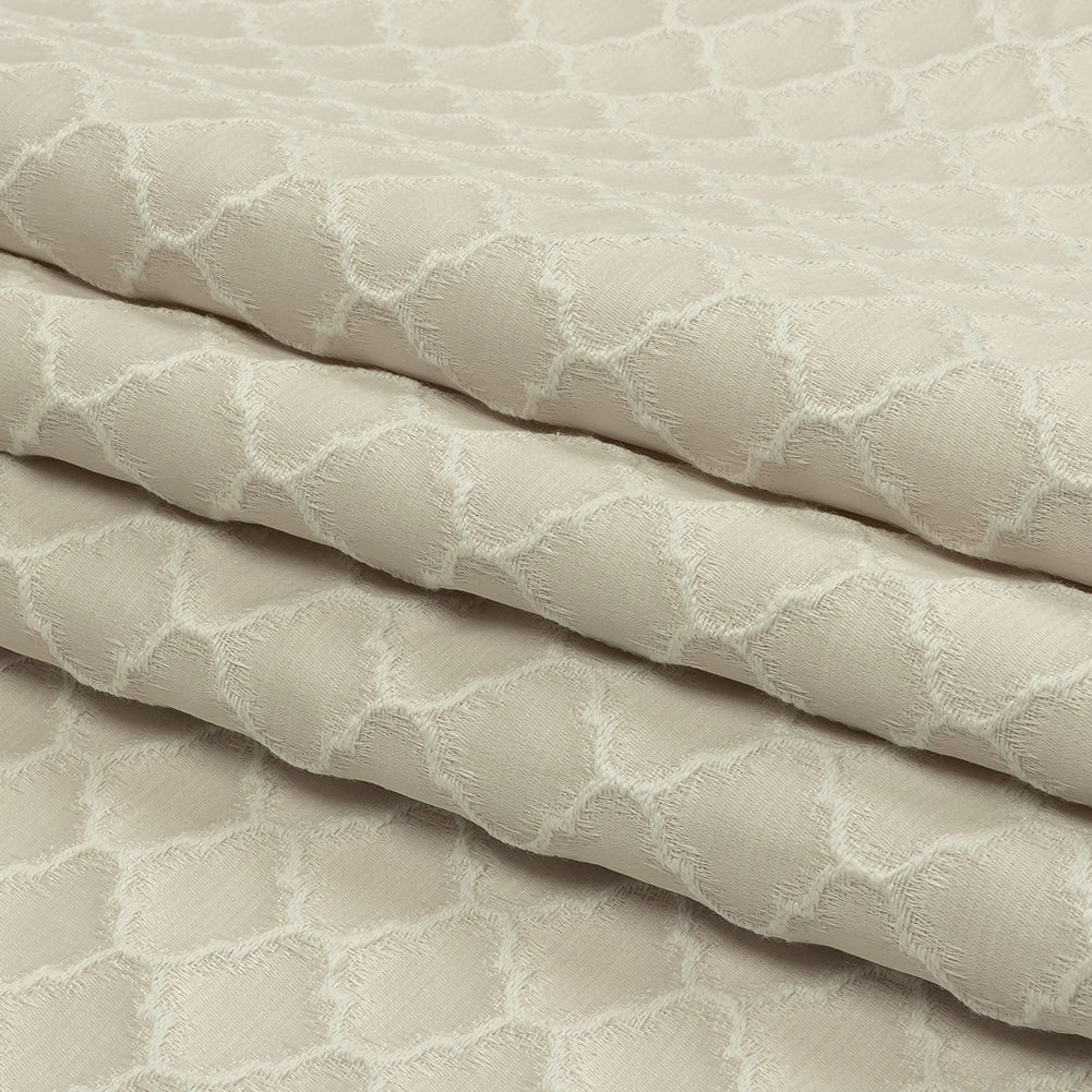 Cotton and Recycled Polyester Drapery Jacquard - Pearl Fancy Little Ogees - British Imported Folded Cotton and Recycled Polyester Drapery Jacquard - Pearl Fancy Little Ogees - British Imported Folded