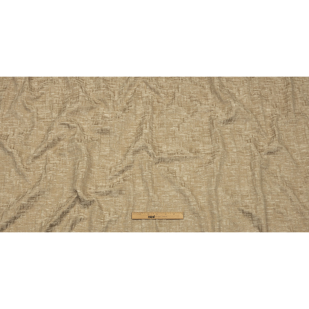 Cotton and Recycled Polyester Drapery Jacquard - Caramel Crosshatched Lines - British Imported Full Cotton and Recycled Polyester Drapery Jacquard - Caramel Crosshatched Lines - British Imported Full