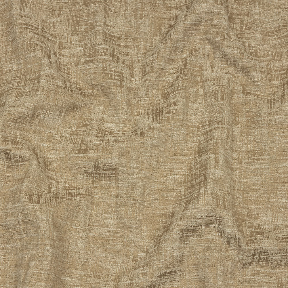 Cotton and Recycled Polyester Drapery Jacquard - Caramel Crosshatched Lines - British Imported Cotton and Recycled Polyester Drapery Jacquard - Caramel Crosshatched Lines - British Imported