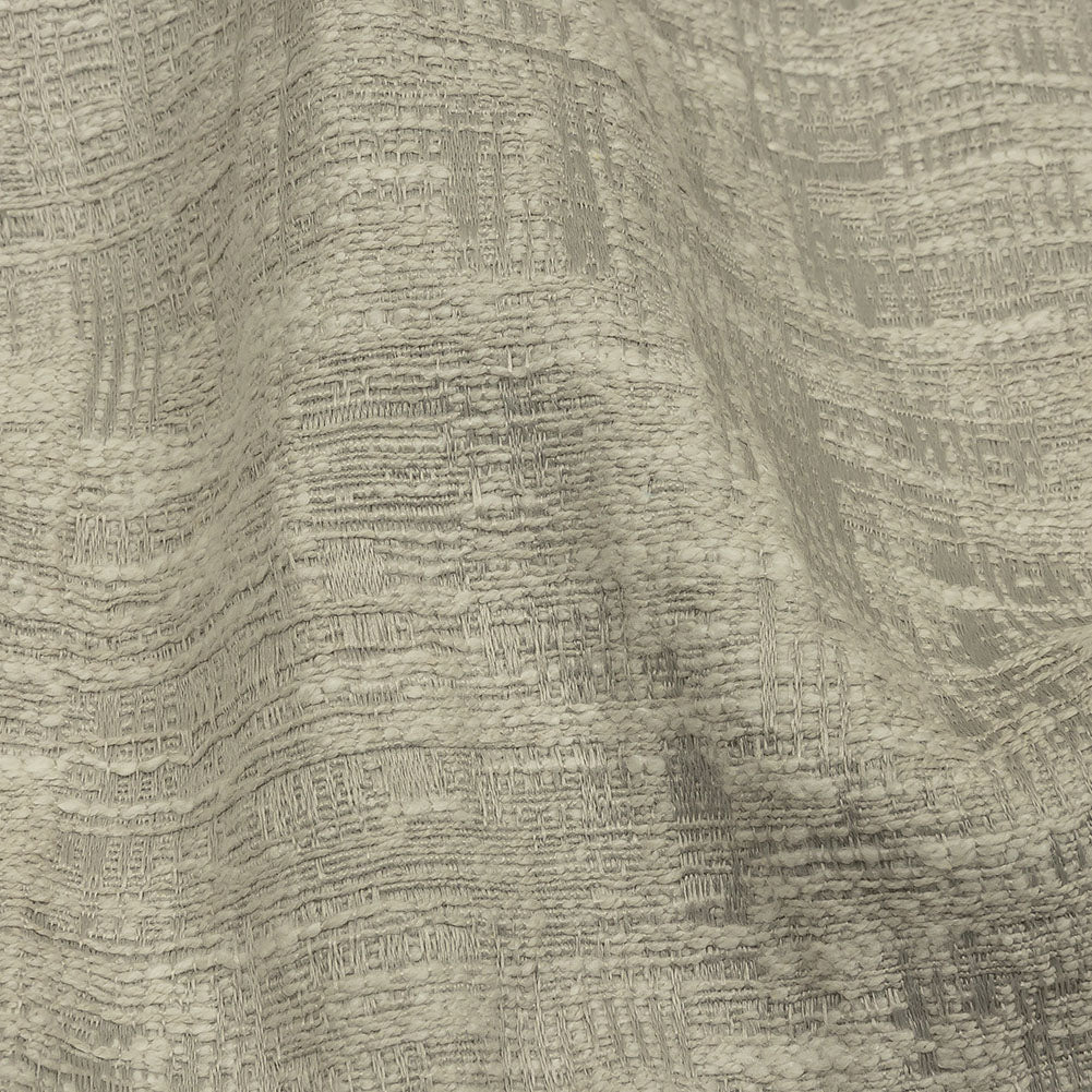 Cotton and Recycled Polyester Drapery Jacquard - Silver Crosshatched Lines - British Imported Detail Cotton and Recycled Polyester Drapery Jacquard - Silver Crosshatched Lines - British Imported Detail