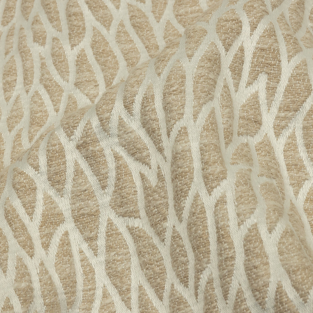 Recycled Polyester Drapery Jacquard - Champagne Stepping Stones - British Imported Detail Recycled Polyester Drapery Jacquard - Champagne Stepping Stones - British Imported Detail