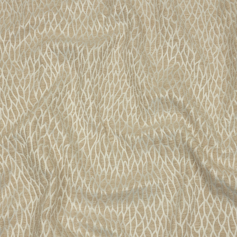 Recycled Polyester Drapery Jacquard - Champagne Stepping Stones - British Imported Recycled Polyester Drapery Jacquard - Champagne Stepping Stones - British Imported