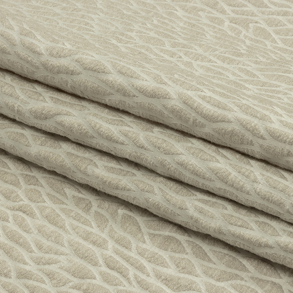 Recycled Polyester Drapery Jacquard - Ivory Stepping Stones - British Imported Folded Recycled Polyester Drapery Jacquard - Ivory Stepping Stones - British Imported Folded