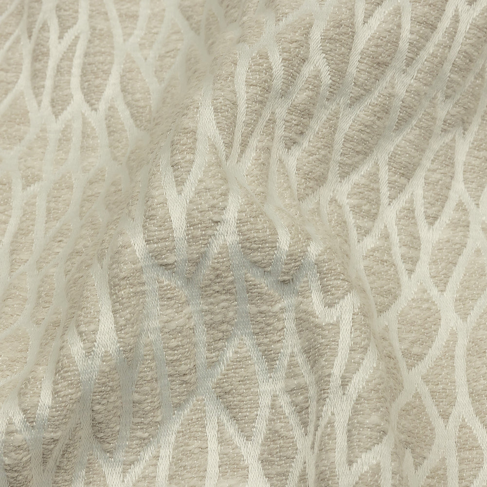 Recycled Polyester Drapery Jacquard - Ivory Stepping Stones - British Imported Detail Recycled Polyester Drapery Jacquard - Ivory Stepping Stones - British Imported Detail