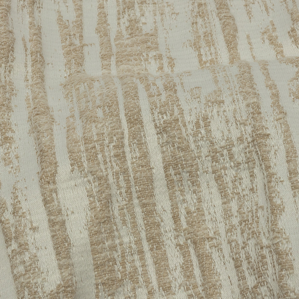 Recycled Polyester Drapery Jacquard - Champagne Striated - British Imported Detail Recycled Polyester Drapery Jacquard - Champagne Striated - British Imported Detail