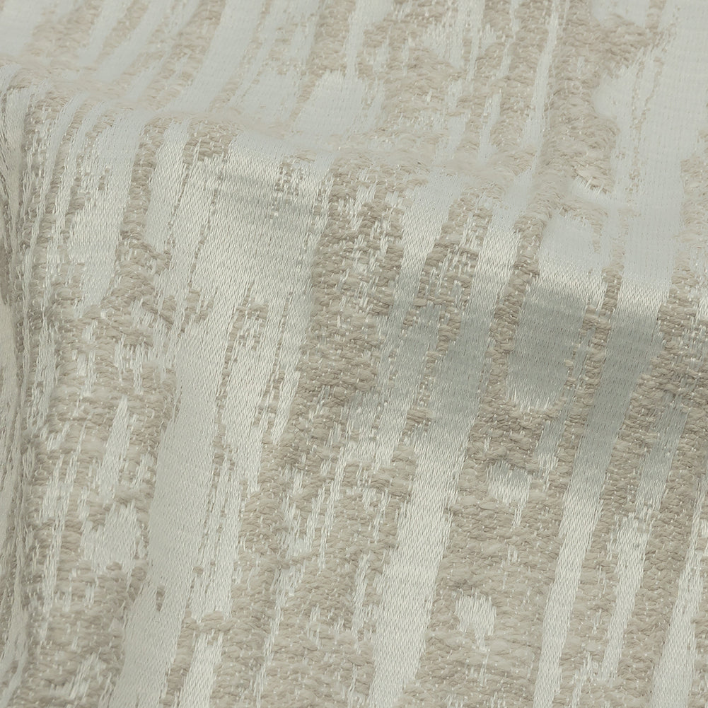 Recycled Polyester Drapery Jacquard - Ivory Striated - British Imported Detail Recycled Polyester Drapery Jacquard - Ivory Striated - British Imported Detail