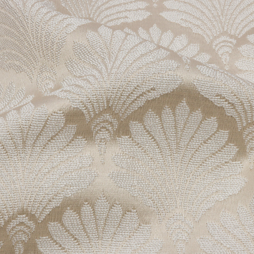 Drapery Jacquard - Oyster Palm Fans - British Imported Detail Drapery Jacquard - Oyster Palm Fans - British Imported Detail