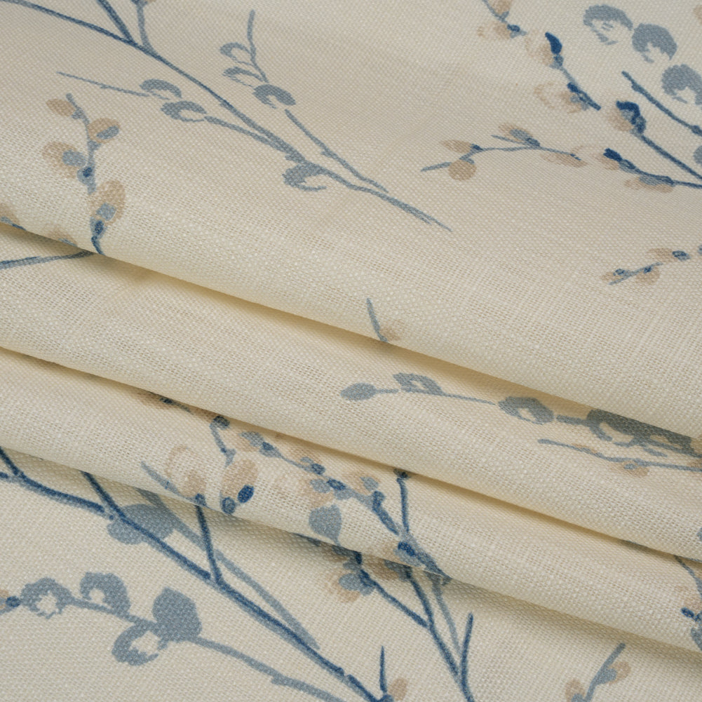 Linen and Rayon Drapery Woven - Off White Prairie Willow - British Imported Folded Linen and Rayon Drapery Woven - Off White Prairie Willow - British Imported Folded