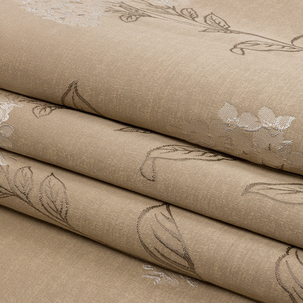 Drapery Jacquard - Caramel Hydrangea Stems - British Imported Folded Drapery Jacquard - Caramel Hydrangea Stems - British Imported Folded