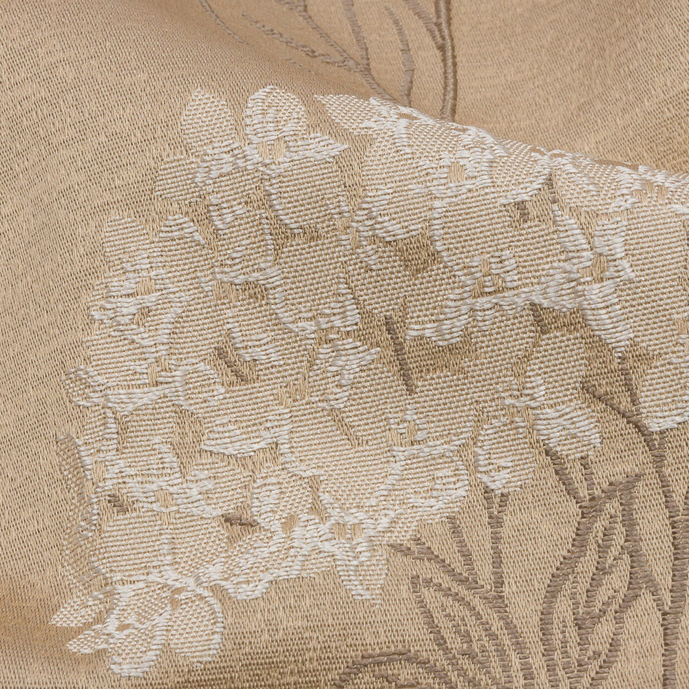 Drapery Jacquard - Caramel Hydrangea Stems - British Imported Detail Drapery Jacquard - Caramel Hydrangea Stems - British Imported Detail