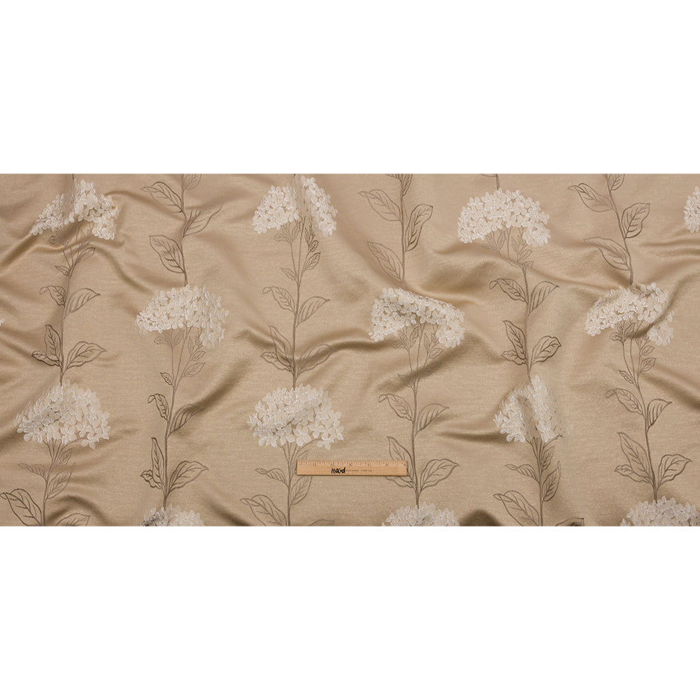 Drapery Jacquard - Caramel Hydrangea Stems - British Imported Full Drapery Jacquard - Caramel Hydrangea Stems - British Imported Full