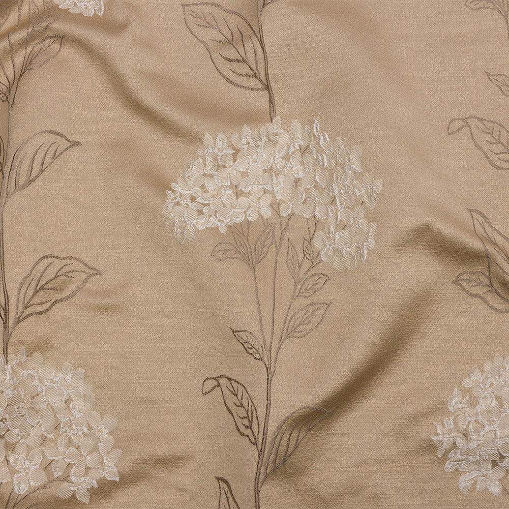 Drapery Jacquard - Caramel Hydrangea Stems - British Imported Drapery Jacquard - Caramel Hydrangea Stems - British Imported