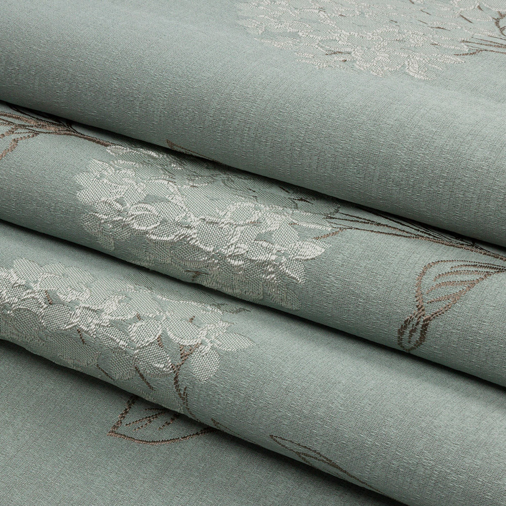 Drapery Jacquard - Mineral Hydrangea Stems - British Imported Folded Drapery Jacquard - Mineral Hydrangea Stems - British Imported Folded