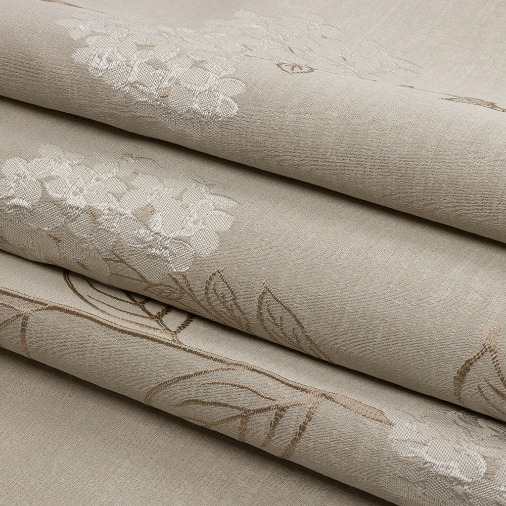 Drapery Jacquard - Sesame Hydrangea Stems - British Imported Folded Drapery Jacquard - Sesame Hydrangea Stems - British Imported Folded
