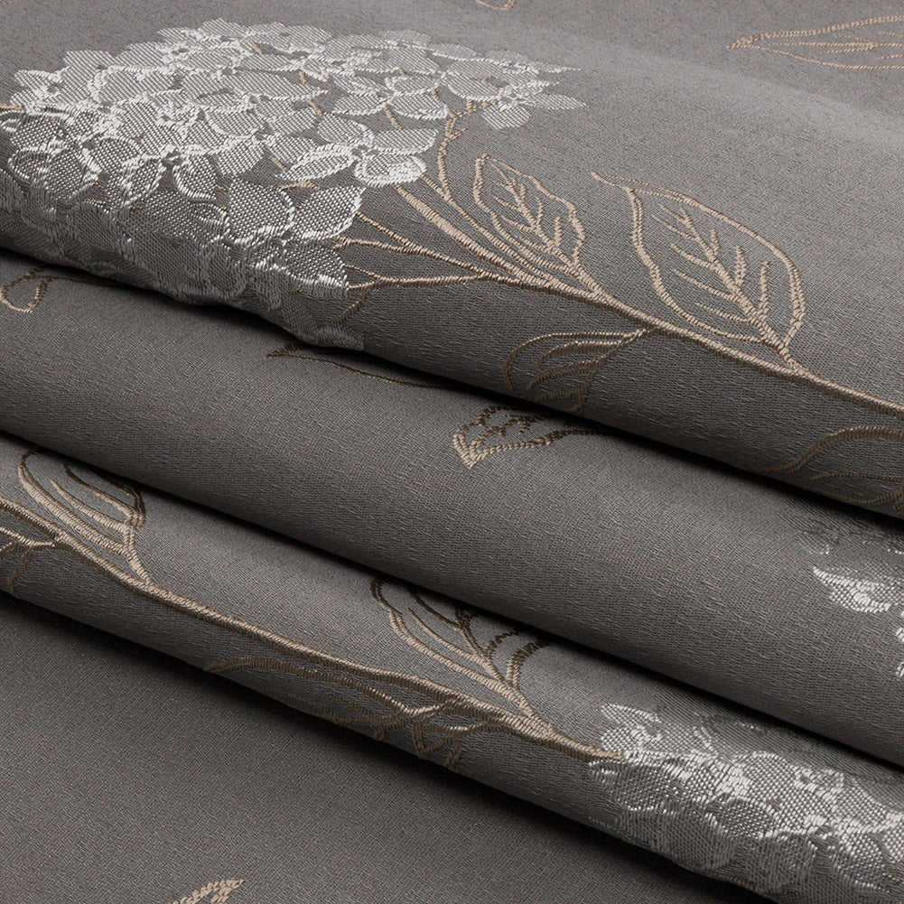 Drapery Jacquard - Shadow Hydrangea Stems - British Imported Folded Drapery Jacquard - Shadow Hydrangea Stems - British Imported Folded