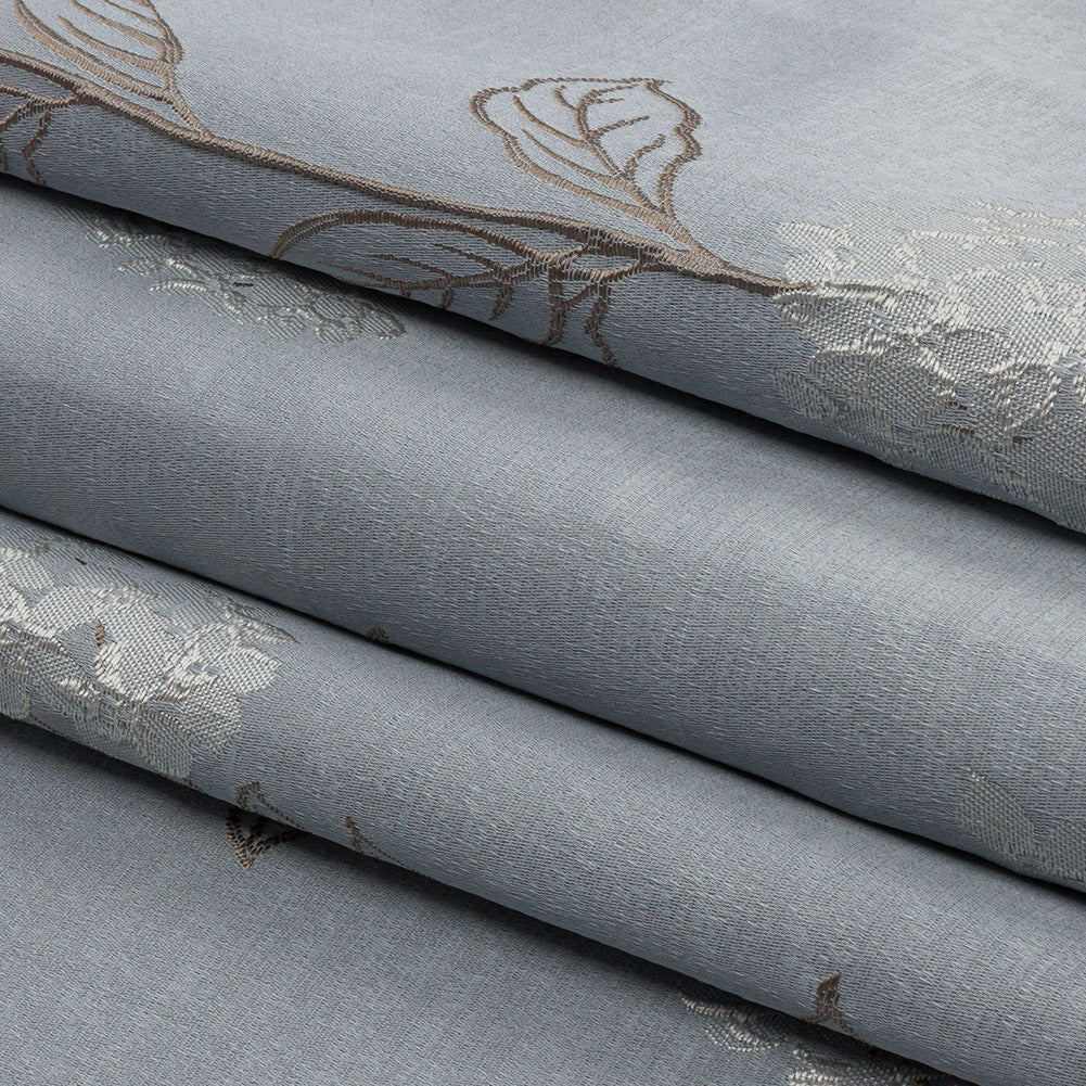 Drapery Jacquard - Wedgewood Hydrangea Stems - British Imported Folded Drapery Jacquard - Wedgewood Hydrangea Stems - British Imported Folded