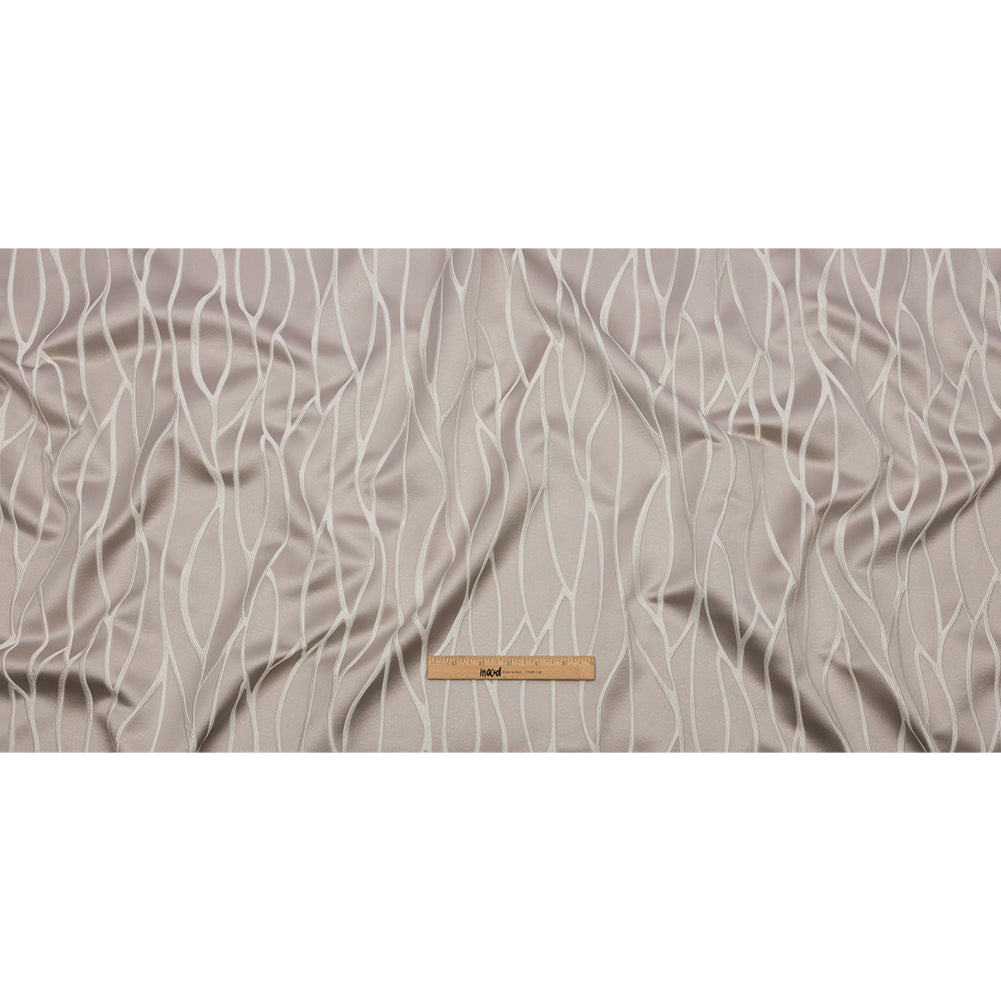 Satin-Faced Drapery Jacquard - Dove Rippling Lines - British Imported Full Satin-Faced Drapery Jacquard - Dove Rippling Lines - British Imported Full
