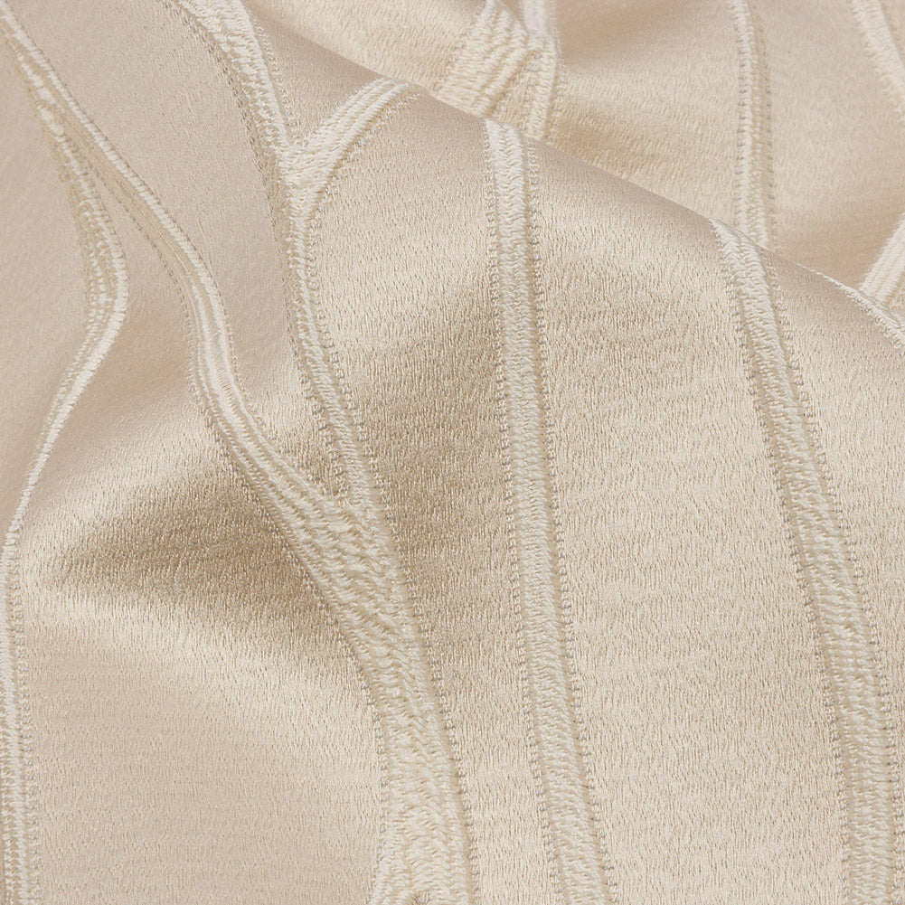 Satin-Faced Drapery Jacquard - Oyster Rippling Lines - British Imported Detail Satin-Faced Drapery Jacquard - Oyster Rippling Lines - British Imported Detail