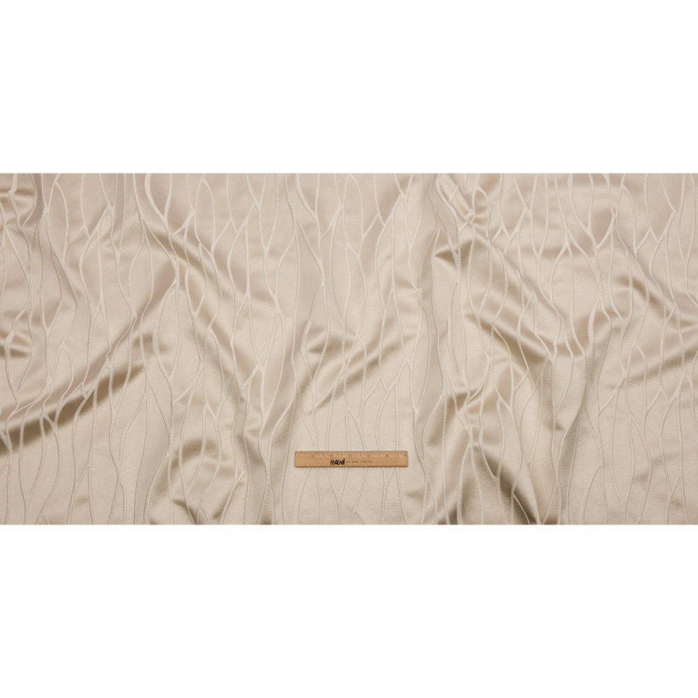 Satin-Faced Drapery Jacquard - Oyster Rippling Lines - British Imported Full Satin-Faced Drapery Jacquard - Oyster Rippling Lines - British Imported Full