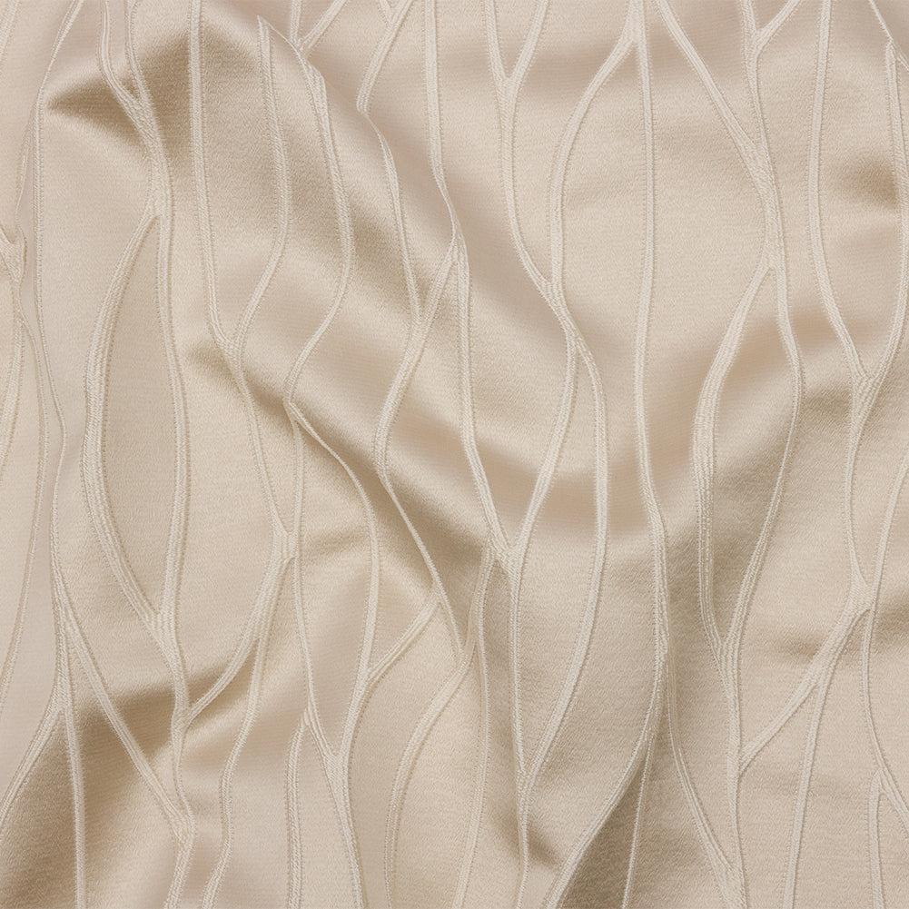 Satin-Faced Drapery Jacquard - Oyster Rippling Lines - British Imported Satin-Faced Drapery Jacquard - Oyster Rippling Lines - British Imported