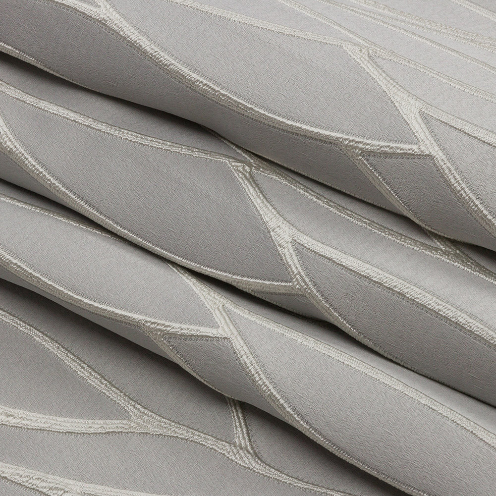 Satin-Faced Drapery Jacquard - Silver Rippling Lines - British Imported Folded Satin-Faced Drapery Jacquard - Silver Rippling Lines - British Imported Folded