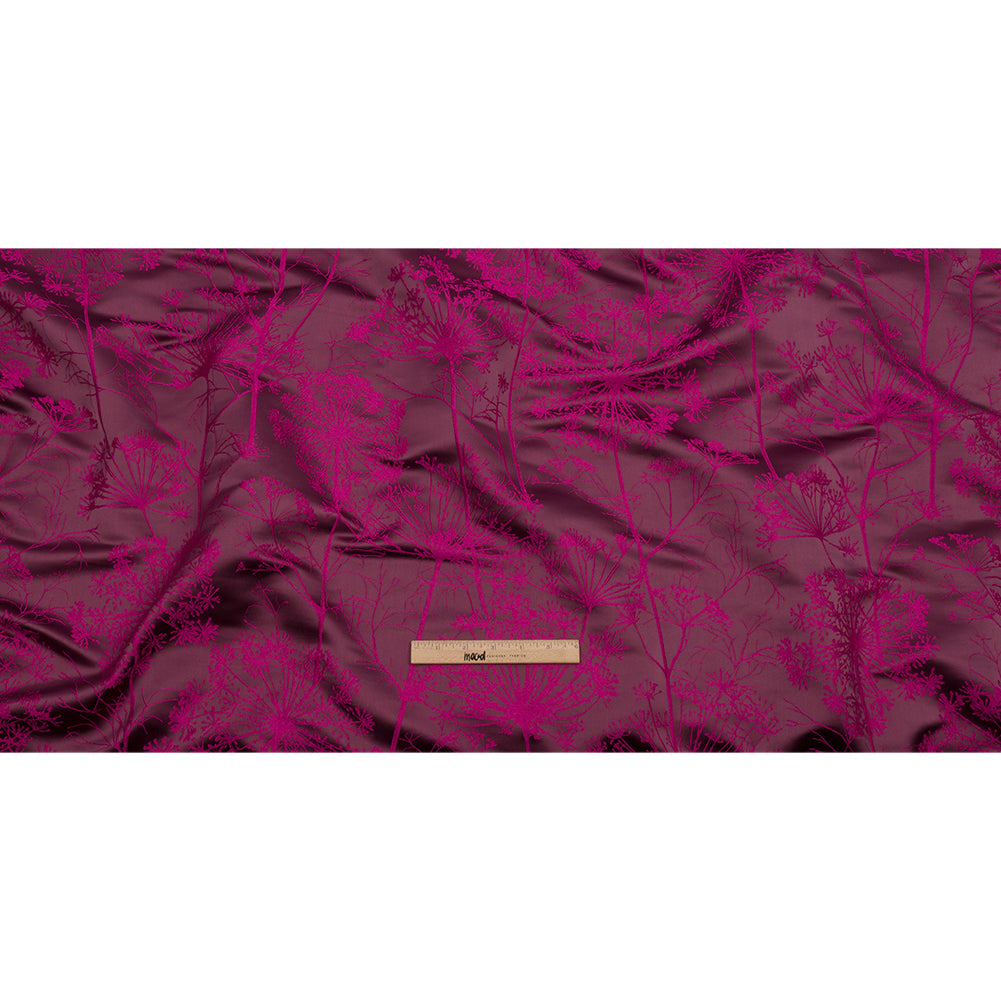 Satin-Faced Drapery Jacquard - Damson Fennel Flowers - British Imported Full Satin-Faced Drapery Jacquard - Damson Fennel Flowers - British Imported Full