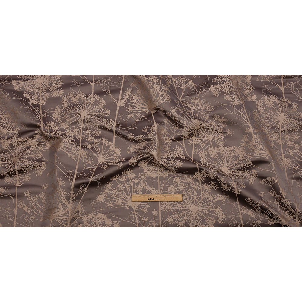 Satin-Faced Drapery Jacquard - Mocha Fennel Flowers - British Imported Full Satin-Faced Drapery Jacquard - Mocha Fennel Flowers - British Imported Full