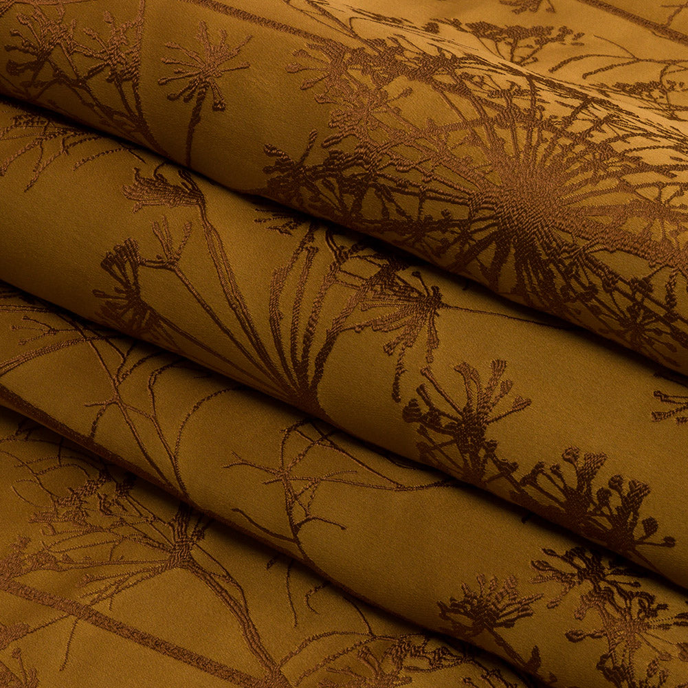 Satin-Faced Drapery Jacquard - Yellow Ochre Fennel Flowers - British Imported Folded Satin-Faced Drapery Jacquard - Yellow Ochre Fennel Flowers - British Imported Folded