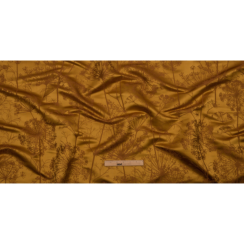 Satin-Faced Drapery Jacquard - Yellow Ochre Fennel Flowers - British Imported Full Satin-Faced Drapery Jacquard - Yellow Ochre Fennel Flowers - British Imported Full