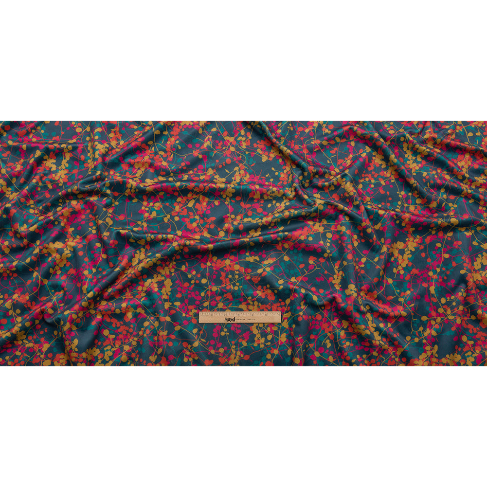 Printed Polyester Velvet - Rainbow Berry Vines - British Imported Full Printed Polyester Velvet - Rainbow Berry Vines - British Imported Full