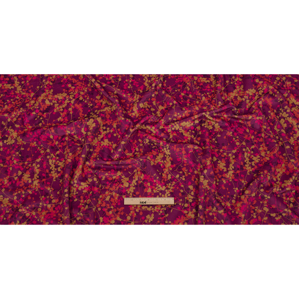 Printed Polyester Velvet - Sunset Berry Vines - British Imported Full Printed Polyester Velvet - Sunset Berry Vines - British Imported Full