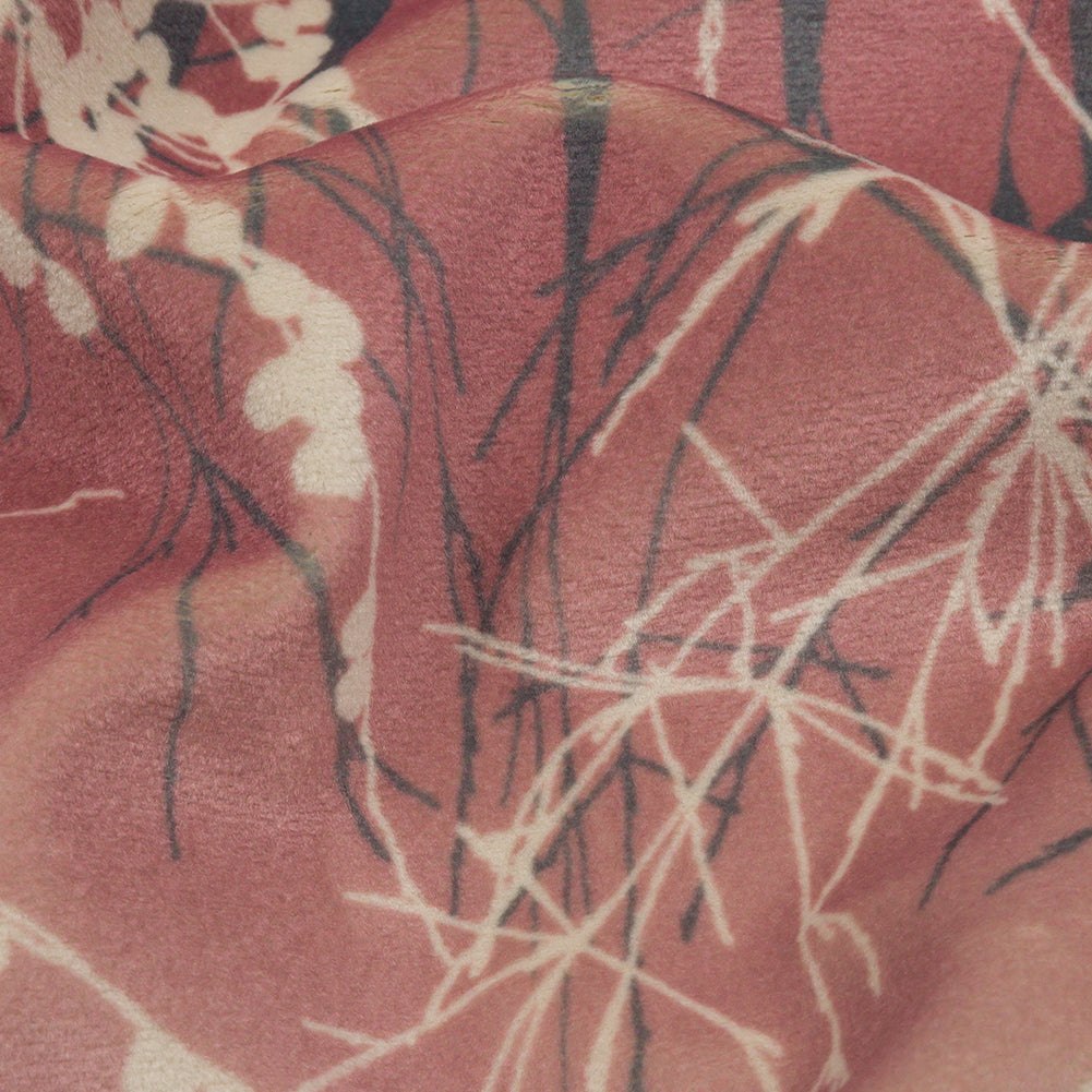 Printed Polyester Velvet - Shell Meadow Grass Ombre - British Imported Detail Printed Polyester Velvet - Shell Meadow Grass Ombre - British Imported Detail
