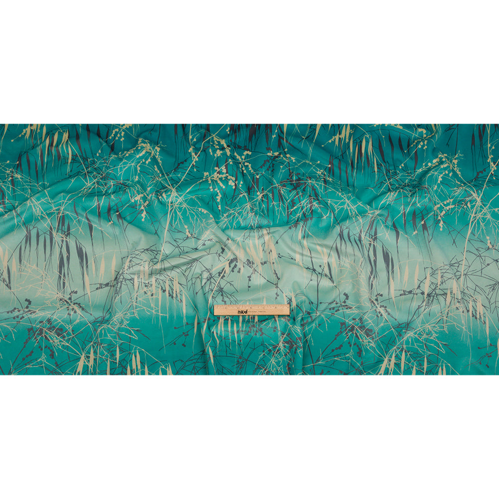 Printed Polyester Velvet - Verdigris Meadow Grass Ombre - British Imported Full Printed Polyester Velvet - Verdigris Meadow Grass Ombre - British Imported Full
