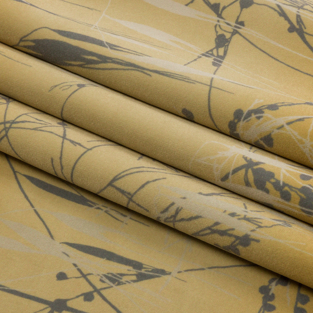 Printed Polyester Velvet - Yellow Ochre Meadow Grass Ombre - British Imported Folded Printed Polyester Velvet - Yellow Ochre Meadow Grass Ombre - British Imported Folded