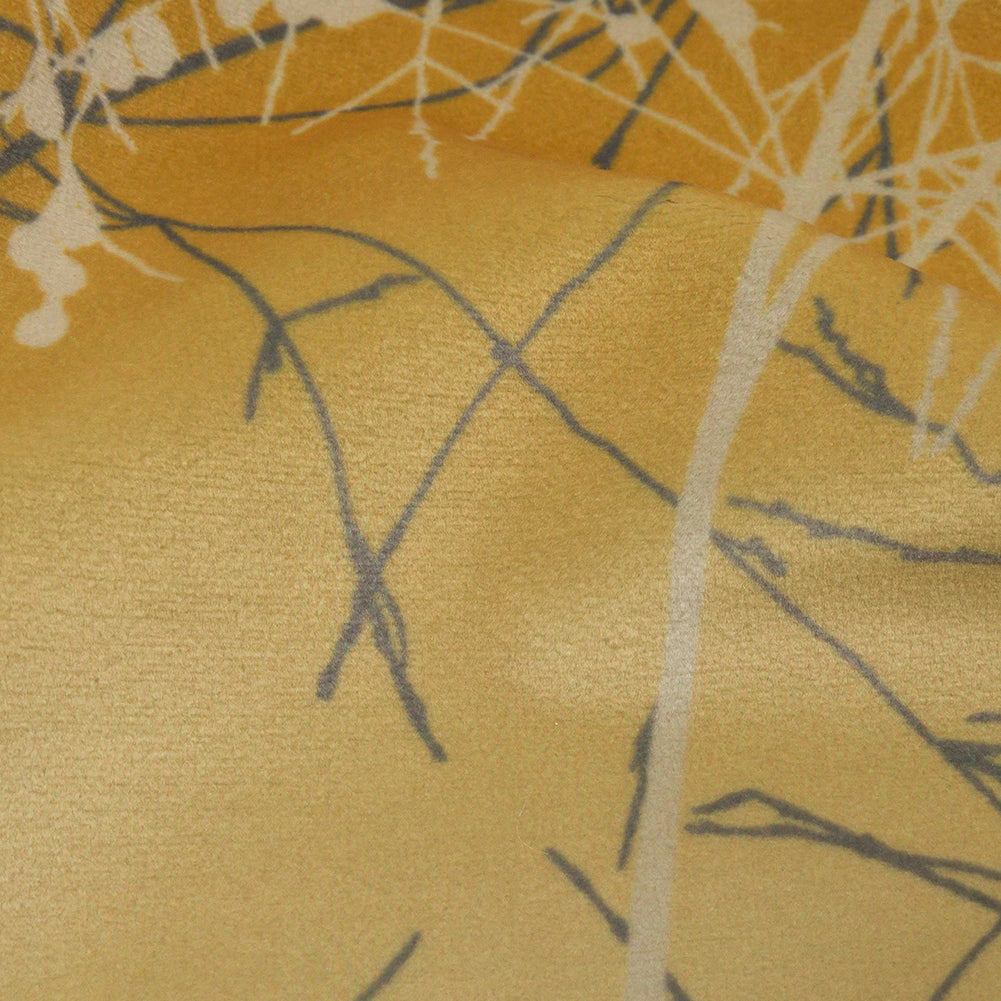 Printed Polyester Velvet - Yellow Ochre Meadow Grass Ombre - British Imported Detail Printed Polyester Velvet - Yellow Ochre Meadow Grass Ombre - British Imported Detail