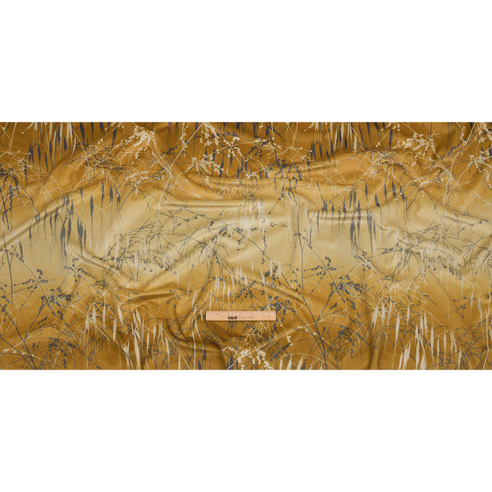 Printed Polyester Velvet - Yellow Ochre Meadow Grass Ombre - British Imported Full Printed Polyester Velvet - Yellow Ochre Meadow Grass Ombre - British Imported Full