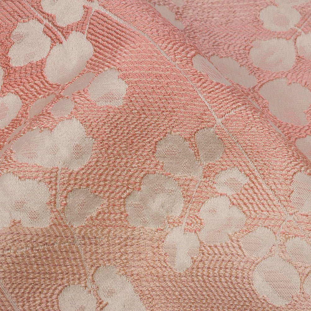 Drapery Jacquard - Shell Ombre Stripes and Little Flowers - British Imported Detail Drapery Jacquard - Shell Ombre Stripes and Little Flowers - British Imported Detail
