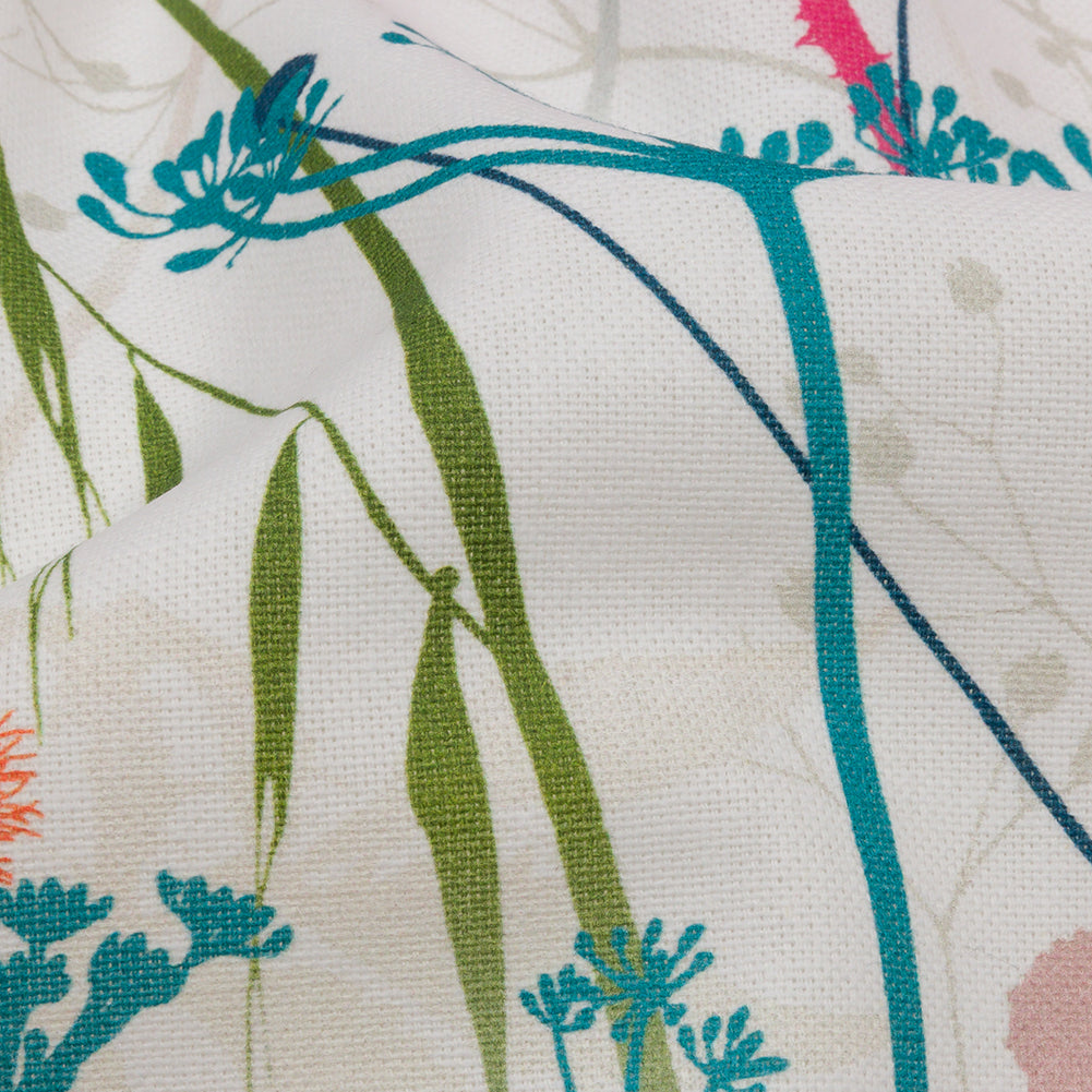 Cotton Canvas Print - Rainbow Wildflower Branches - British Imported Detail Cotton Canvas Print - Rainbow Wildflower Branches - British Imported Detail