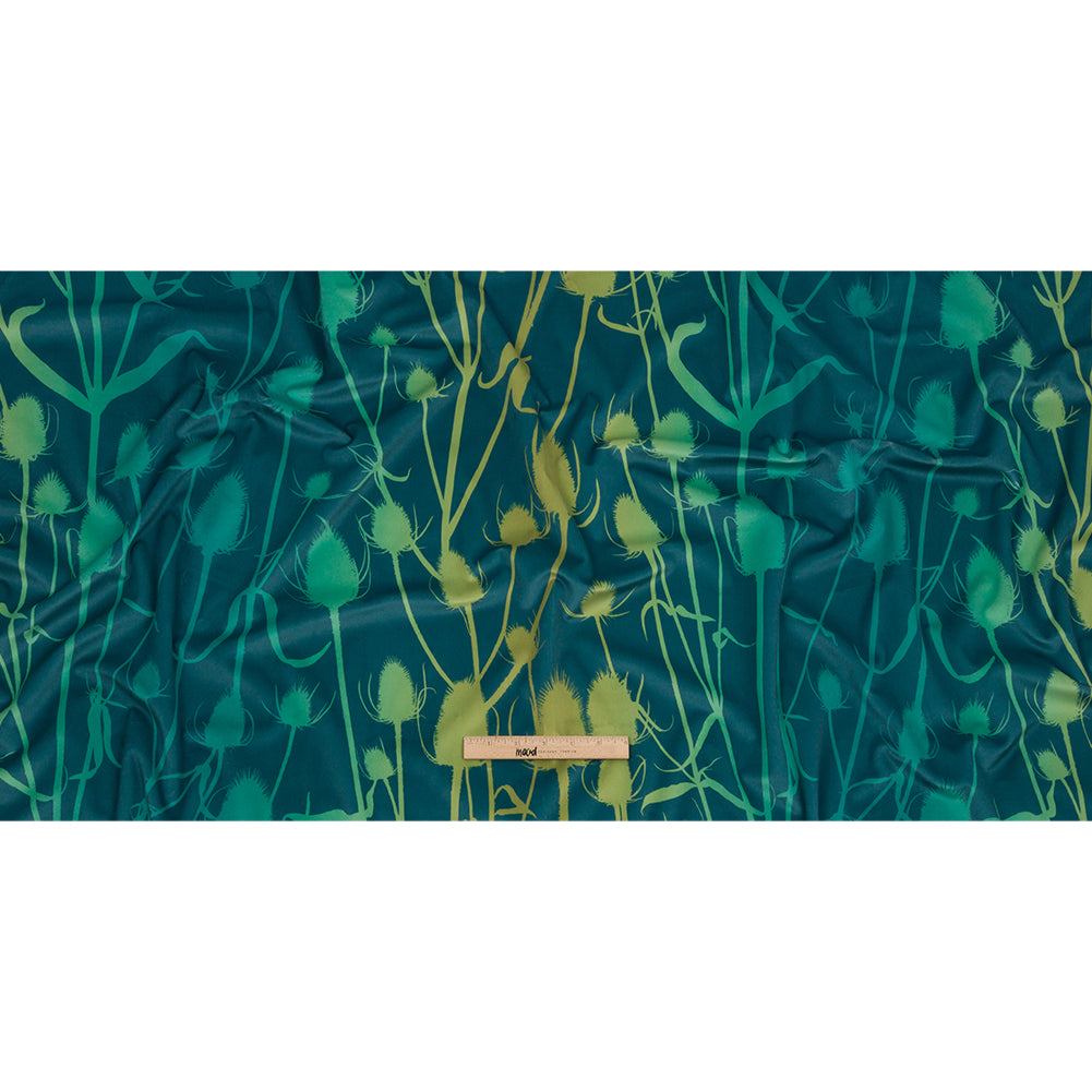 Printed Polyester Velvet - Peacock Thistle Stems - British Imported Full Printed Polyester Velvet - Peacock Thistle Stems - British Imported Full
