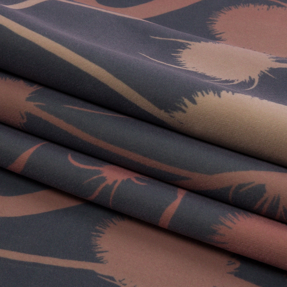 Printed Polyester Velvet - Shell Thistle Stems - British Imported Folded Printed Polyester Velvet - Shell Thistle Stems - British Imported Folded
